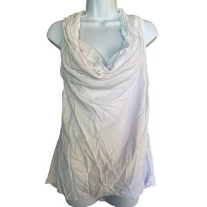 Tempo Paris White Sleeveless Cowl Neck Blouse L